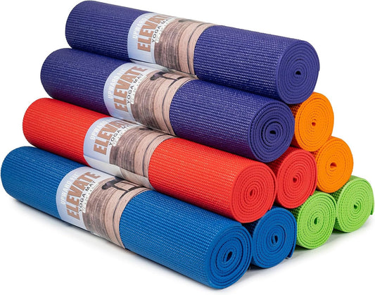 Elevate Yoga Mats, 10 Pack, 72" Long X 24" Wide, 4.5 Mm Thick, Non-Slip and Easy to Clean Gym Mats for Schools and Studios